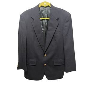 Vintage 1990 Brooks Brothers Navy Blue 2 Gold Button Blazer Wool Suit Jacket 40R